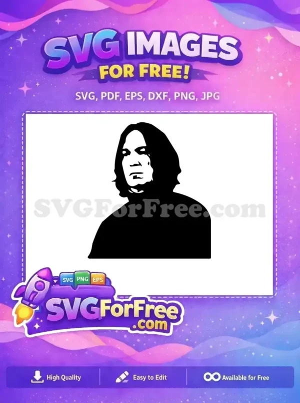 Free Severus Snape Portrait Free Somber Expression Harry Potter Free SVG