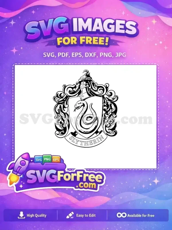 Free Slytherin Crest Free Snake Detail Harry Potter Free SVG Free Slytherin Crest Free Snake Detail Harry Potter Free SVG