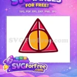 Free Deathly Hallows Symbol Free Burgundy Outline Harry Potter Free SVG - Instant Download