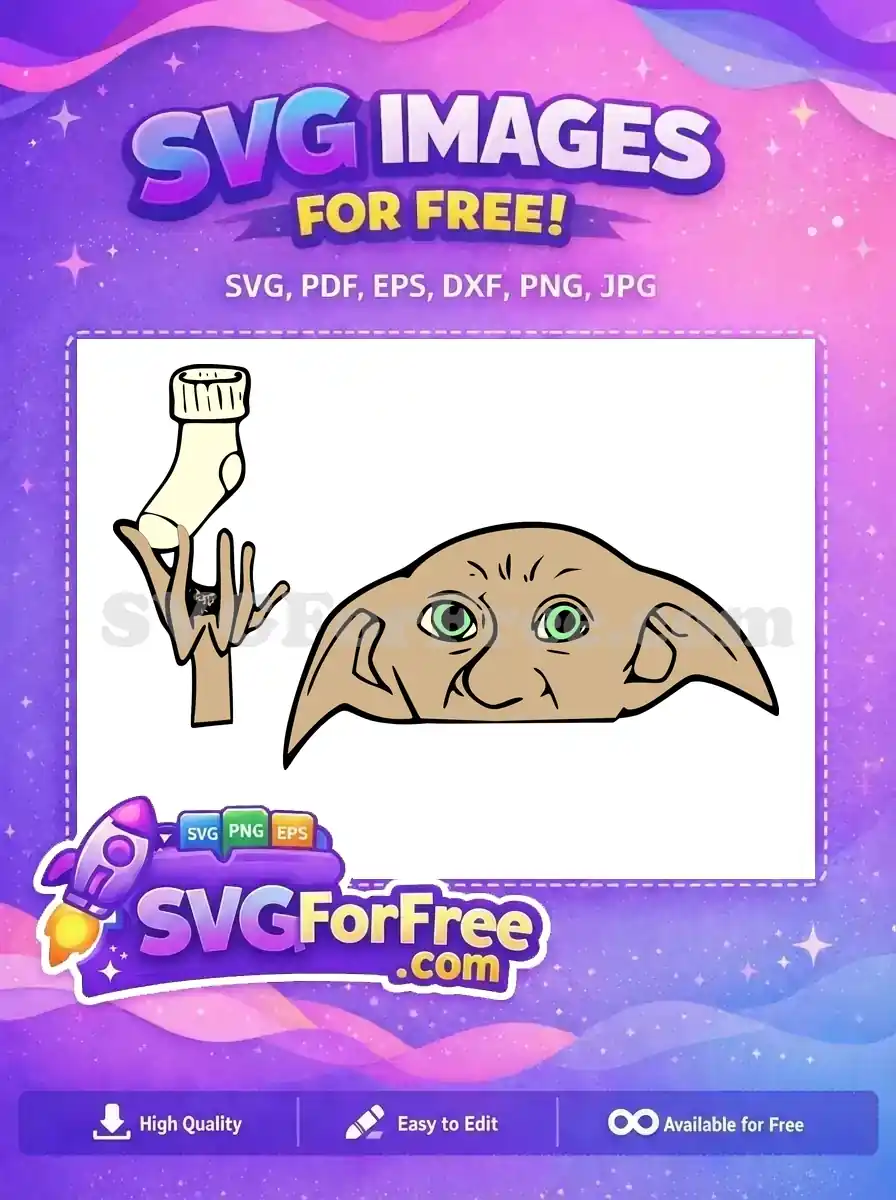 Free Dobby Holding Sock Free Green Eyes Harry Potter Free SVG