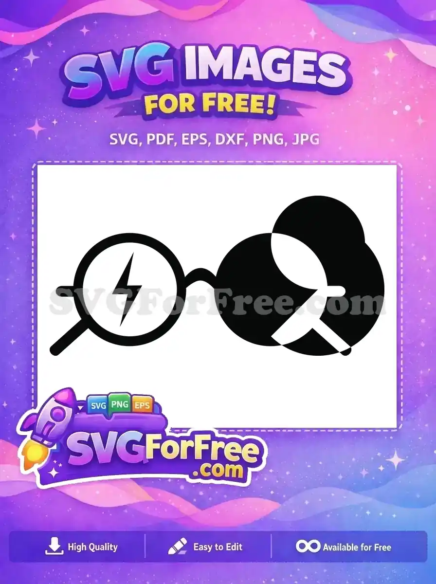 Free Round Glasses Free Lightning Scar Harry Potter Free SVG 15