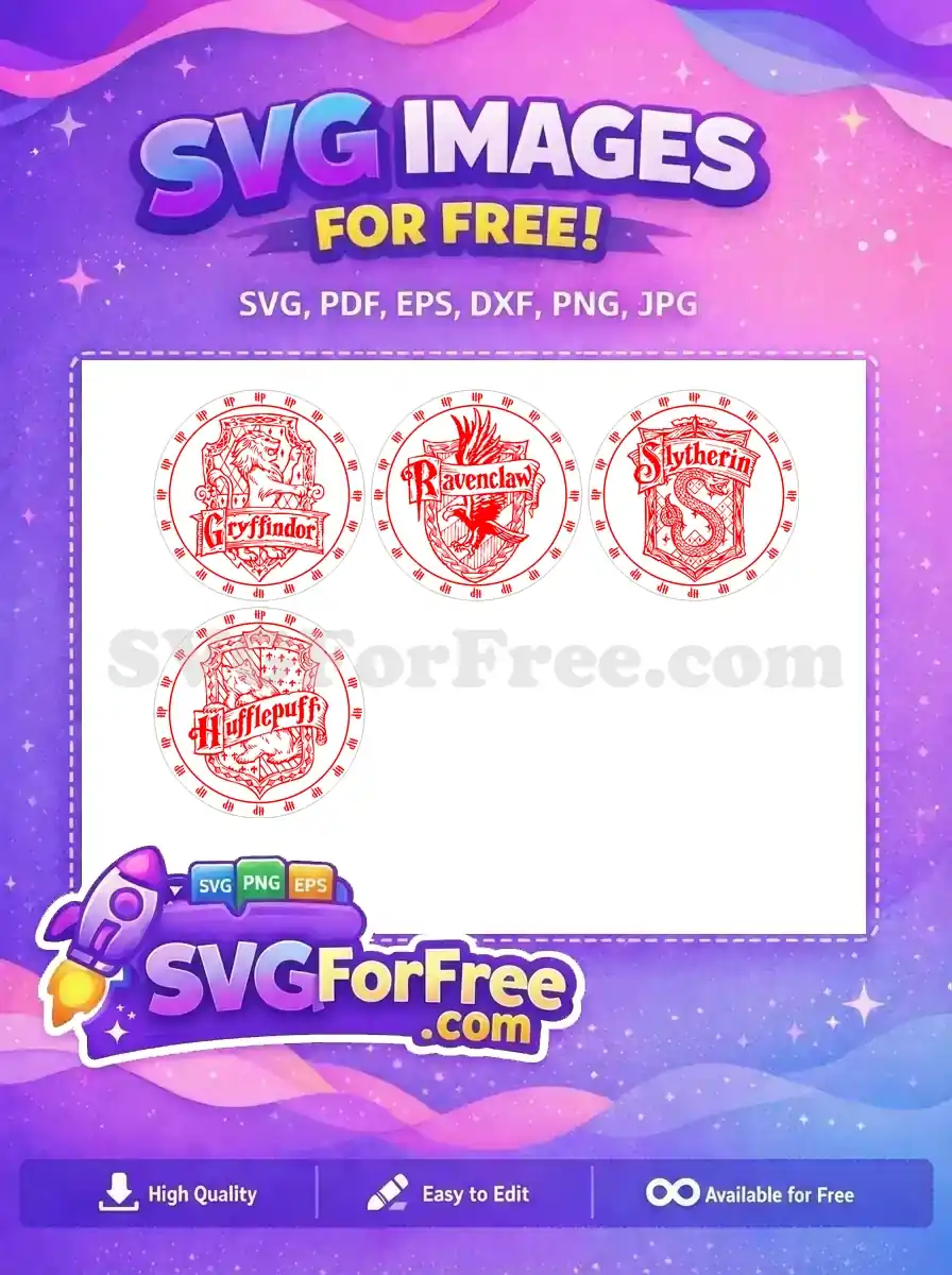 Free Hogwarts Crests Free Red Detailed Harry Potter Free SVG 2