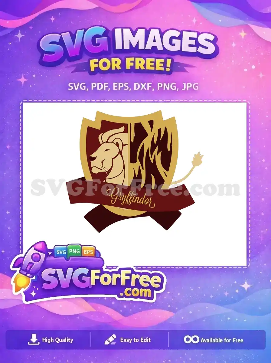 Free Gryffindor Lion Crest Free Burgundy Gold Harry Potter Free SVG