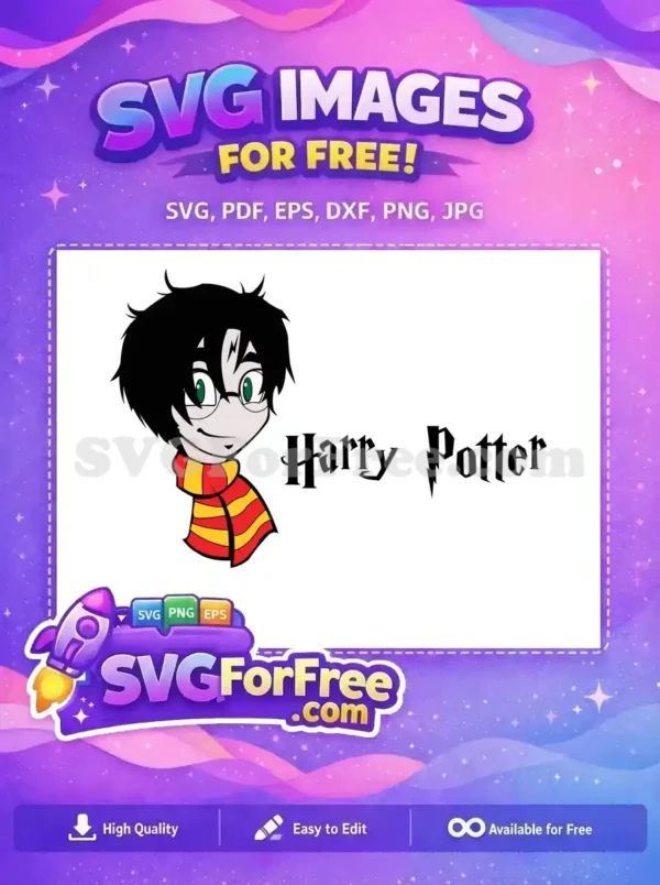 Free Chibi Glasses Free Red Yellow Scarf Harry Potter Free SVG