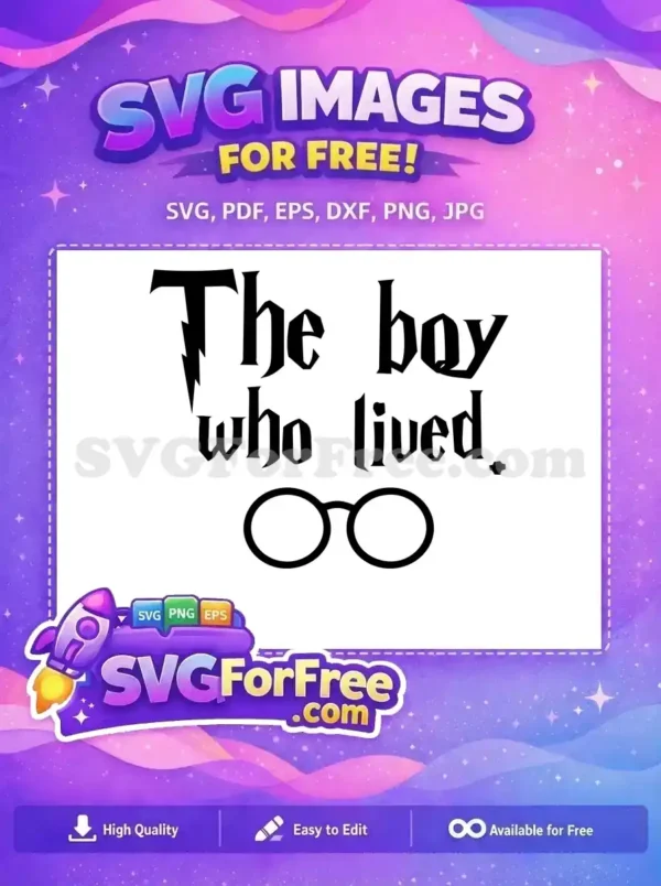 Free Lightning Scar Free Round Glasses Harry Potter Free SVG 1