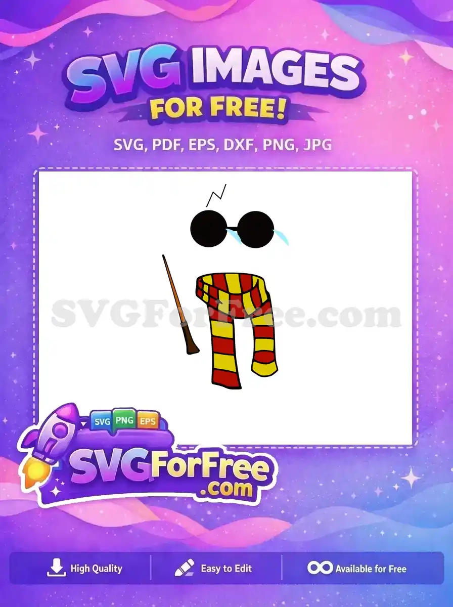 Free Crying Glasses Free Gryffindor Scarf Harry Potter Free SVG 2