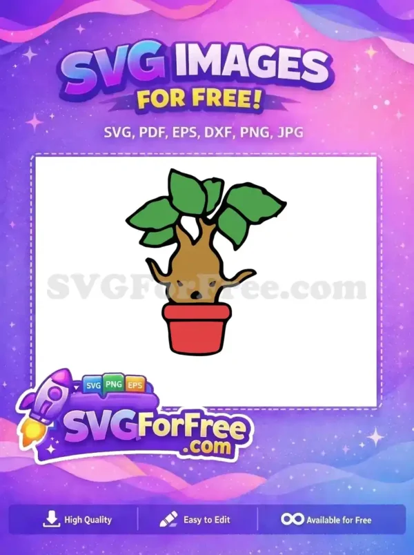 Free Potted Mandrake Plant Free Green Leaves Harry Potter Free SVG