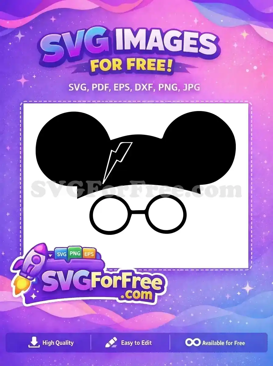 Free Round Glasses Free Lightning Scar Harry Potter Free SVG 19