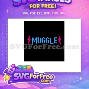 Free Blue Muggle Text Free Pink Lightning Harry Potter Free SVG 1