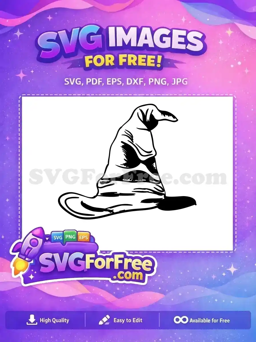 Free Black White Wizard Hat Free Harry Potter Free SVG