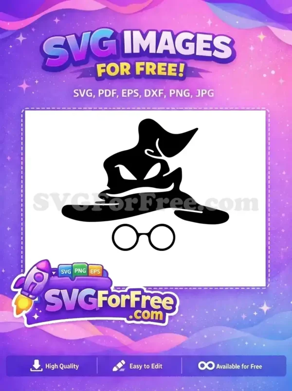 Free Dark Hat Free Round Glasses Harry Potter Free SVG