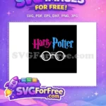 Free Pink Blue Text Free Round Glasses Harry Potter Free SVG - Instant Download