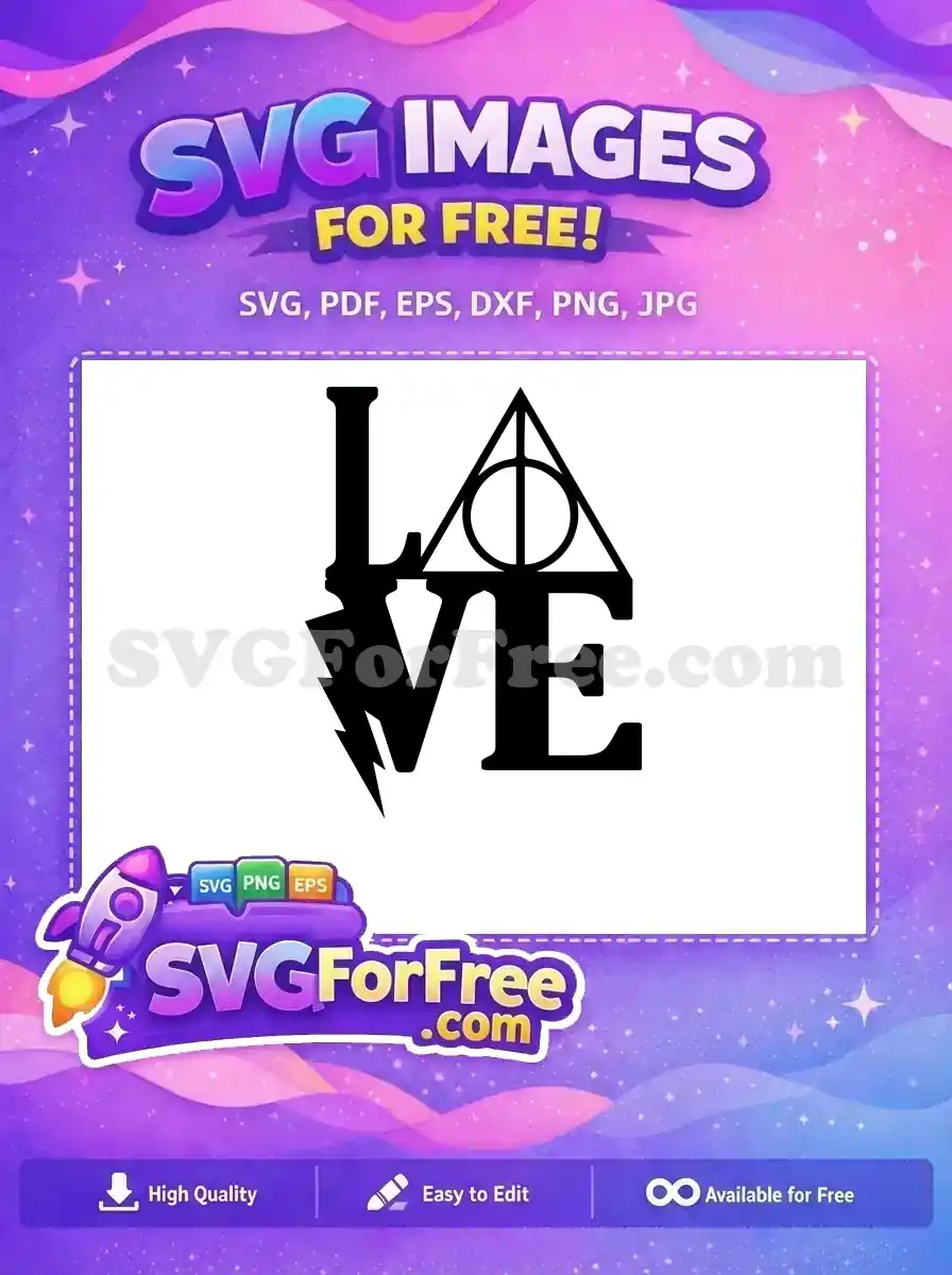 Free Deathly Hallows Free Love Lightning Harry Potter Free SVG 1
