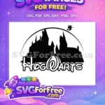 Free Hogwarts Castle Silhouette Free Witch Flying Harry Potter Free SVG 1 - Instant Download