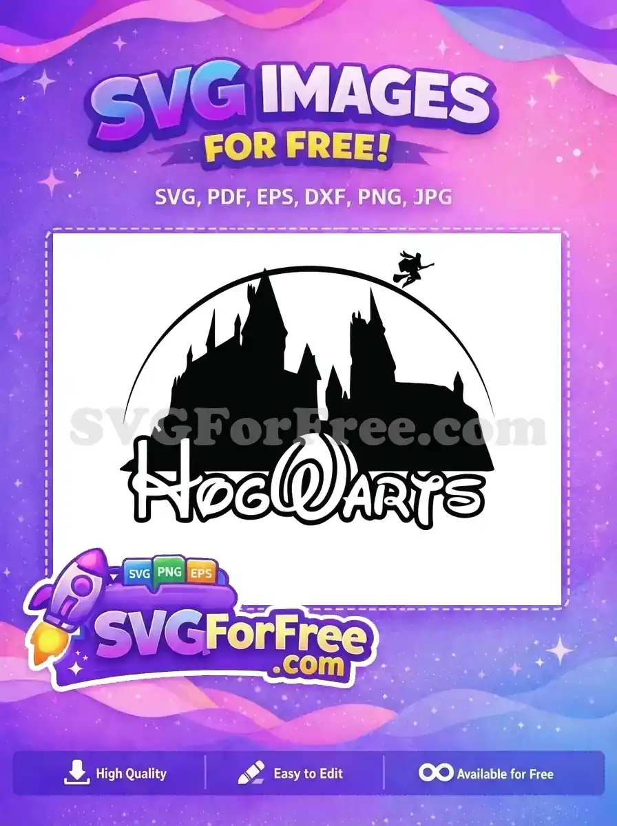 Free Hogwarts Castle Silhouette Free Witch Flying Harry Potter Free SVG 1