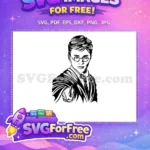 Free Wizard Pointing Free Black Outline Harry Potter Free SVG - Instant Download