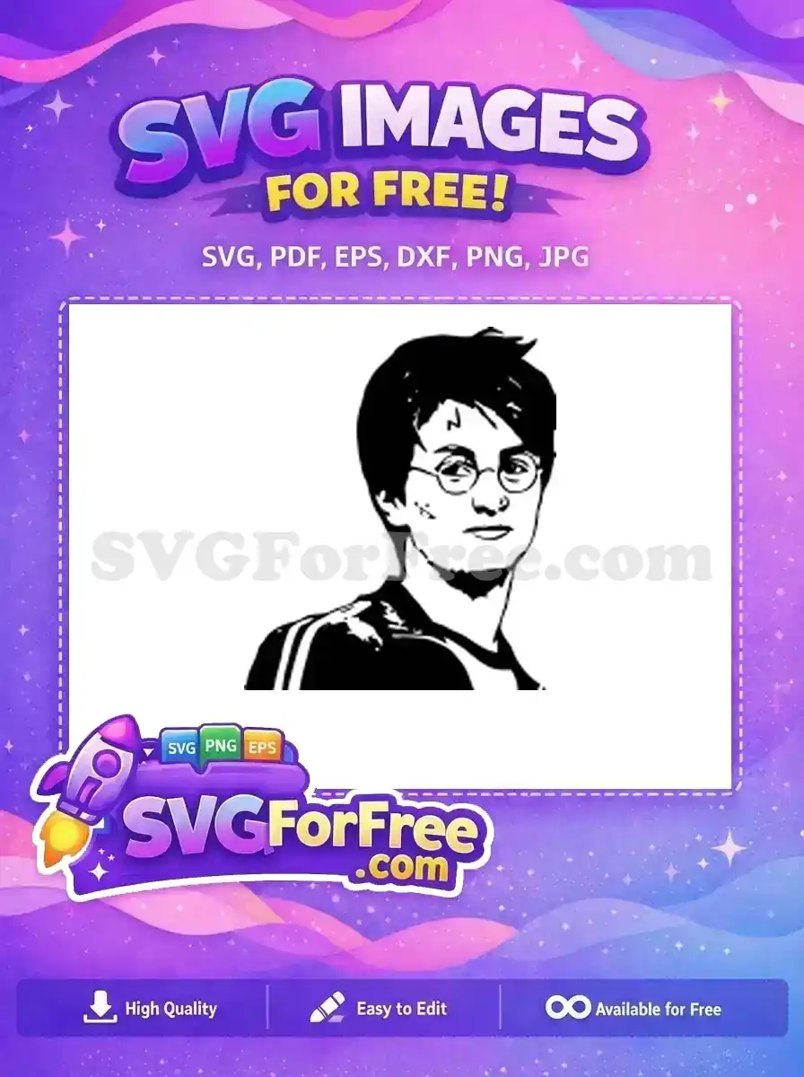 Free Black Haired Free Round Glasses Harry Potter Free SVG 1