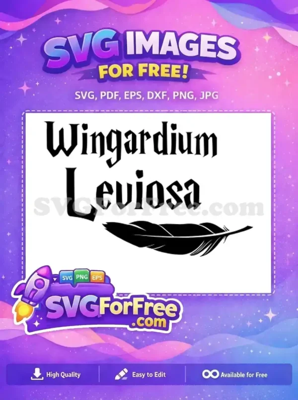Free Wingardium Leviosa Free Spell Black Feather Harry Potter Free SVG
