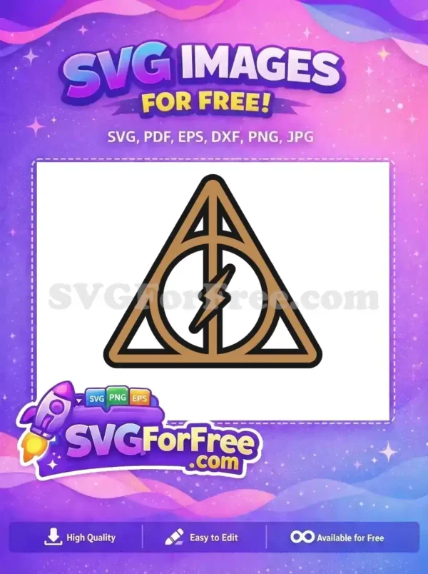 Free Brown Deathly Hallows Free Lightning Bolt Harry Potter Free SVG