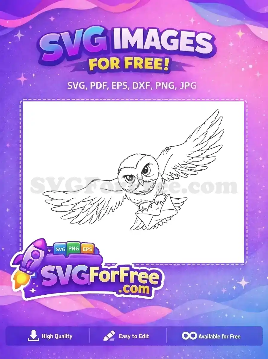 Free Flying Owl Holding Letter Free Harry Potter Movie Free SVG