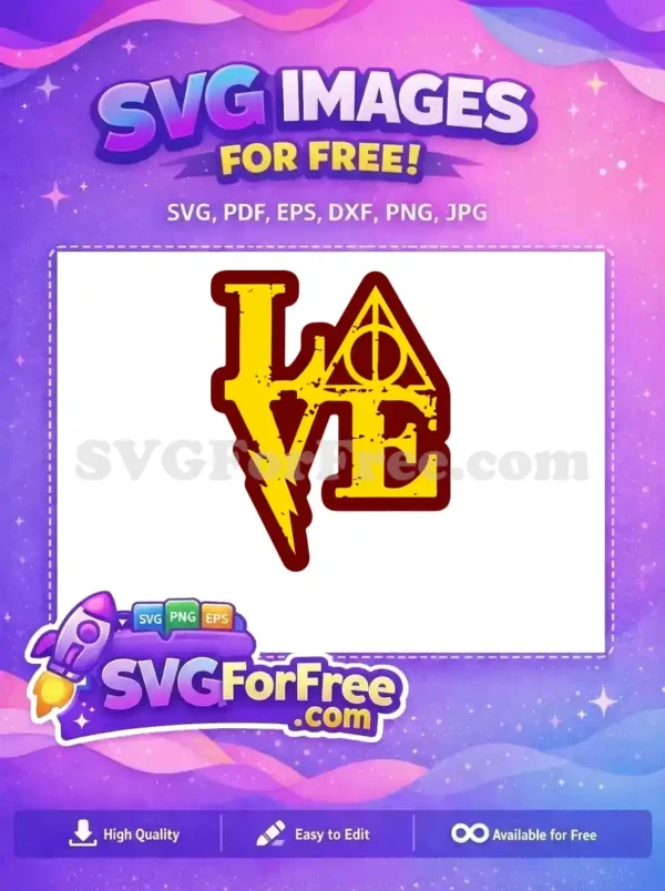 Free Yellow Love Free Deathly Hallows Harry Potter Free SVG