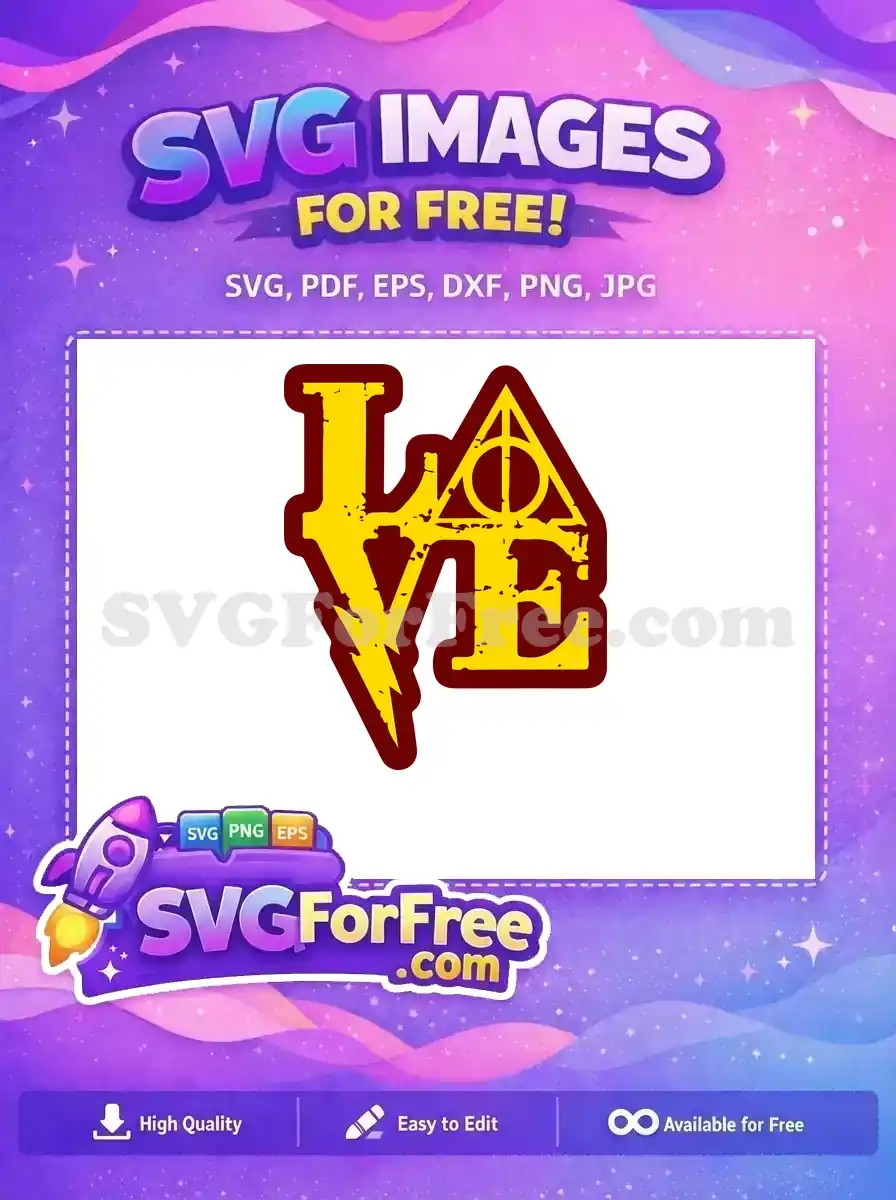Free Yellow Love Free Deathly Hallows Harry Potter Free SVG