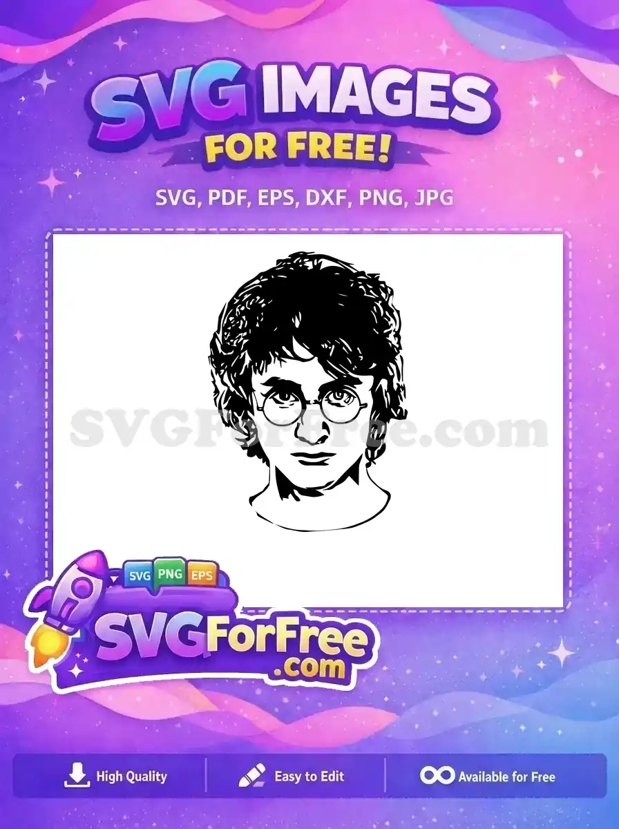 Free Scarred Wizard Free Round Glasses Harry Potter Free SVG 2