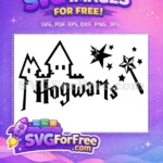 Free Hogwarts Castle Silhouette Free Magic Wand Harry Potter Free SVG - Instant Download