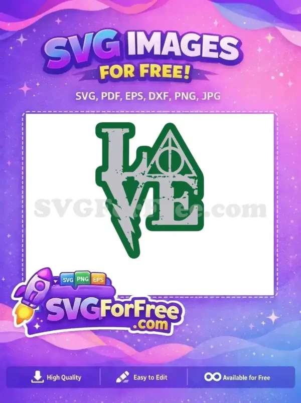 Free Slytherin Love Free Deathly Hallows Harry Potter Free SVG
