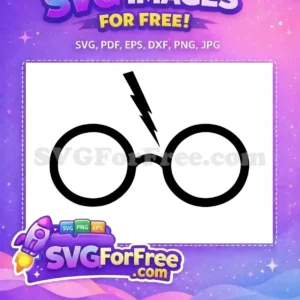 Free Black Glasses Free Lightning Scar Harry Potter Free SVG 1