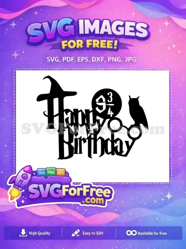 Free Wizard Hat Free Platform Nine Hedwig Harry Potter Free SVG