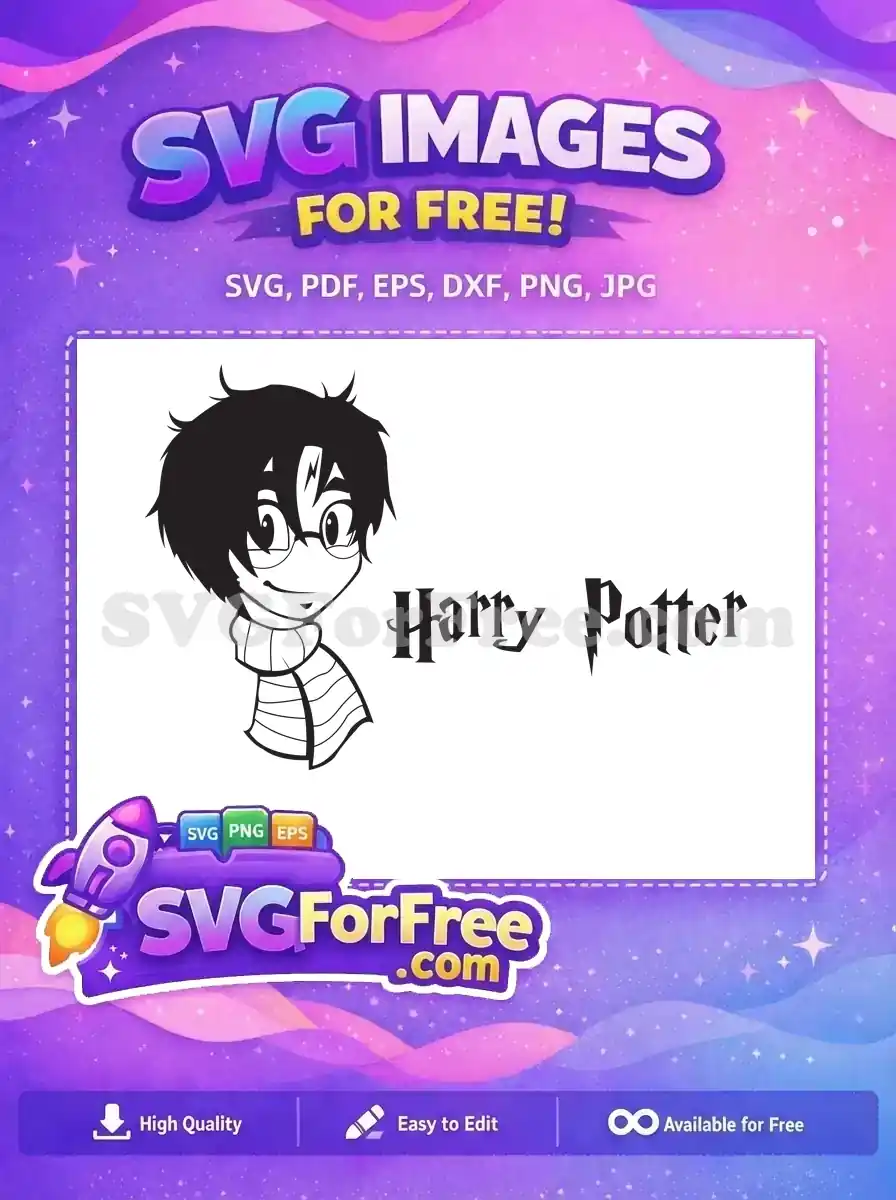 Free Chibi Glasses Free Scarfed Chibi Harry Potter Free SVG