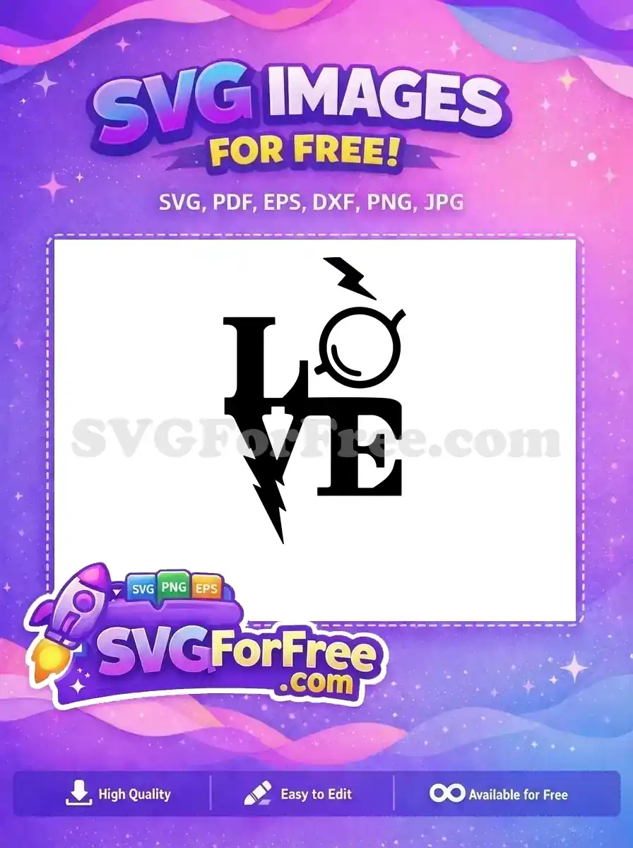 Free Black Love Lightning Free Glasses Harry Potter Free SVG