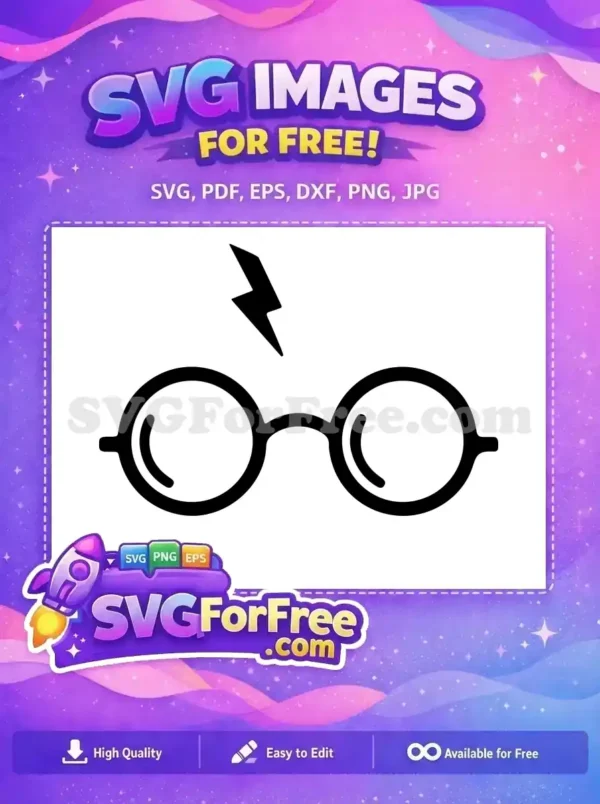 Free Round Glasses Free Lightning Scar Harry Potter Free SVG 34