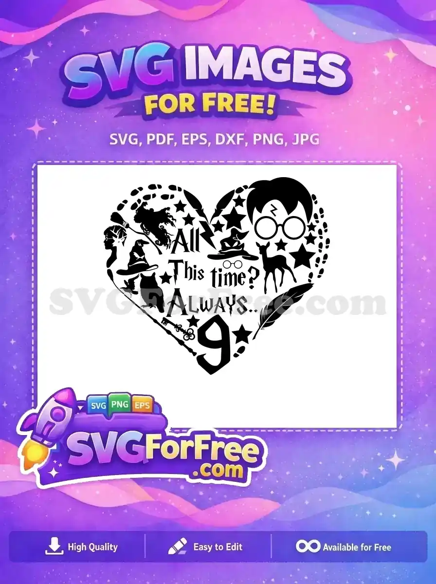 Free Hogwarts Elements Free Heart Silhouette Harry Potter Free SVG 2