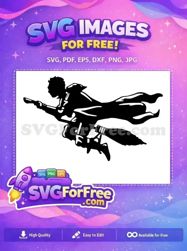 Free Harry Potter Silhouette Free Broom Quidditch Scene Free SVG