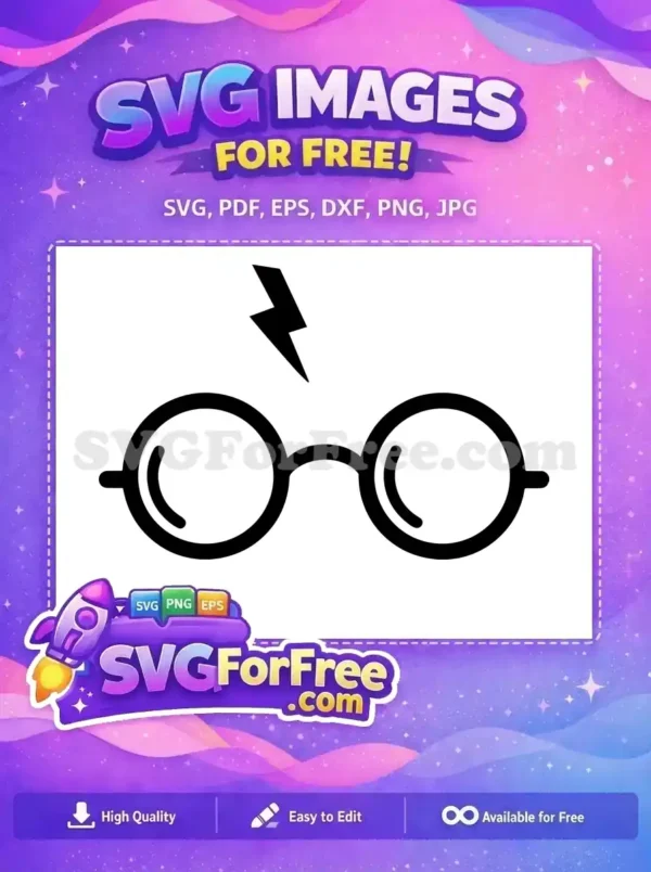Free Circular Glasses Free Lightning Scar Harry Potter Free SVG 2