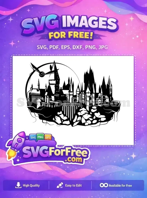 Free Hogwarts Castle Silhouette Free Flying Car Harry Potter Free SVG 2