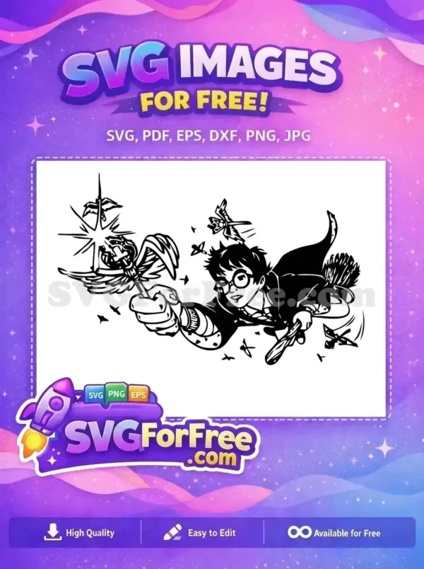 Free Quidditch Player Free Broomstick Harry Potter Free SVG