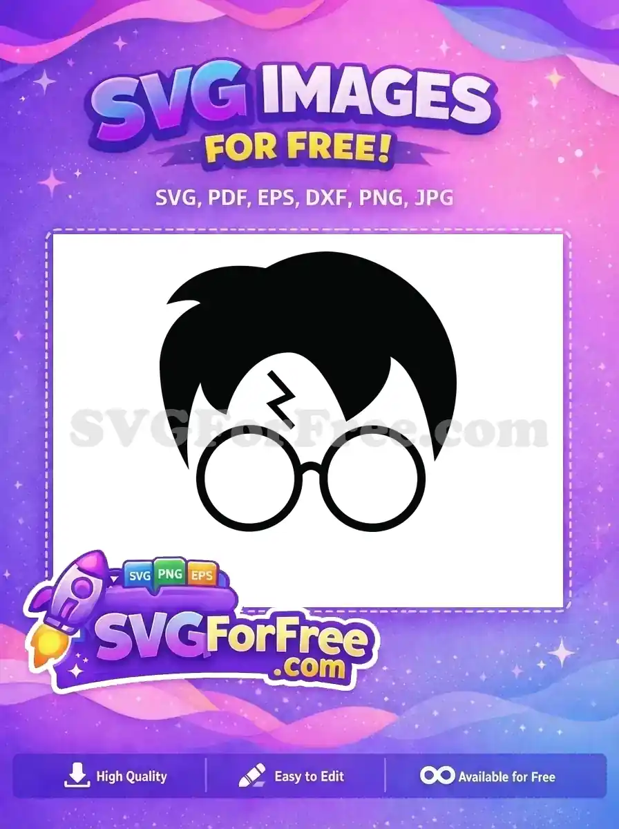 Free Round Glasses Free Lightning Scar Harry Potter Free SVG 38