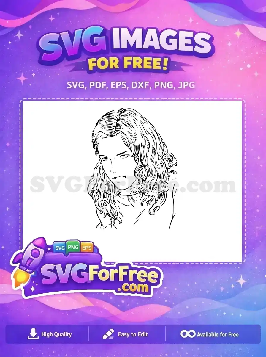Free Hermione Granger Free Curly Hair Harry Potter Free SVG