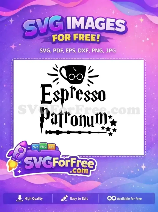 Free Espresso Patronum Free Wand Stars Harry Potter Free SVG