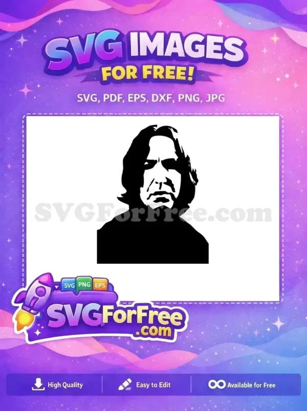 Free Severus Snape Portrait Free Professor Silhouette Harry Potter Free SVG