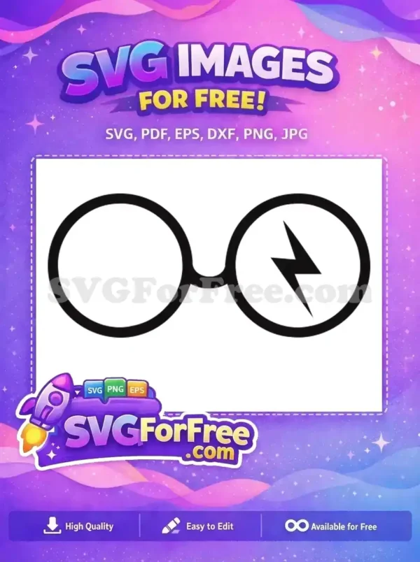 Free Round Glasses Free Lightning Scar Harry Potter Free SVG 39