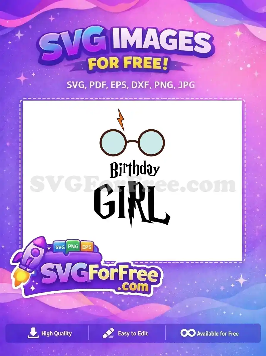 Free Birthday Girl Glasses Free Orange Lightning Scar Harry Potter Free SVG