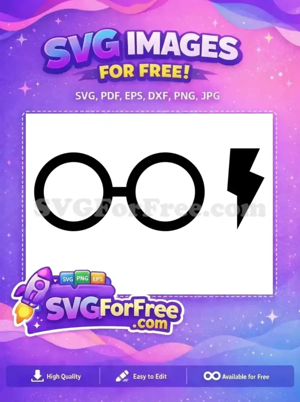 Free Round Glasses Free Lightning Scar Harry Potter Free SVG 46