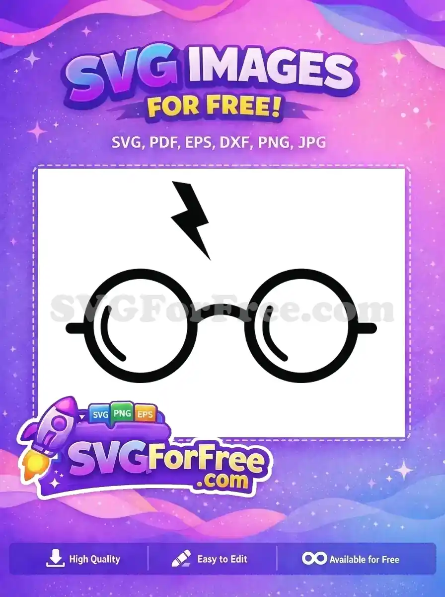 Free Round Glasses Free Lightning Scar Harry Potter Free SVG 47