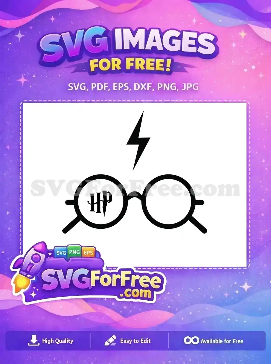Free Round Glasses Free Lightning Scar Harry Potter Free SVG 48