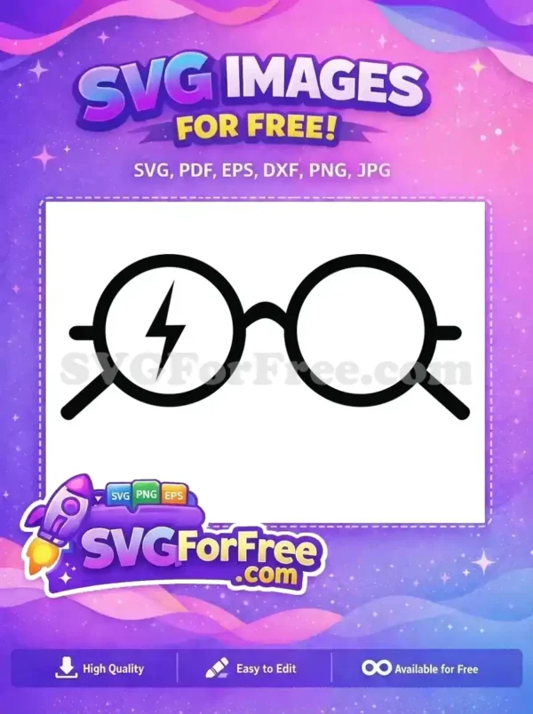 Free Round Glasses Free Lightning Scar Harry Potter Free SVG 49