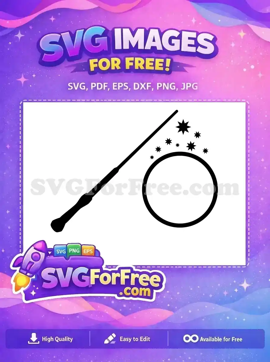 Free Magic Wand Free Circle Stars Harry Potter Free SVG 1